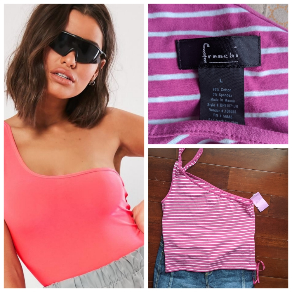 Frenchi one shoulder cotton sexy tank to…